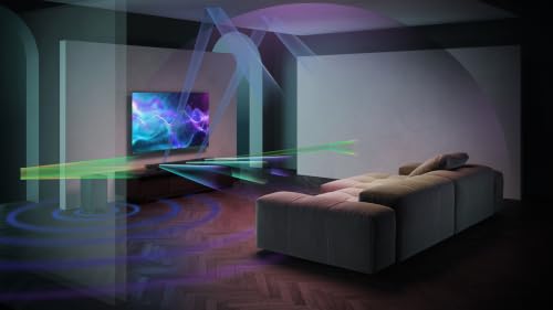 SHARP HT-SBW55121(BK) 5.1.2-Kanal-Soundbar mit kabellosem Subwoofer – 650W Heimkino-Audio, Dolby Atmos, DTS:X, Bluetooth 5.3, HDMI eARC, 4K-Passthrough – Schwarz