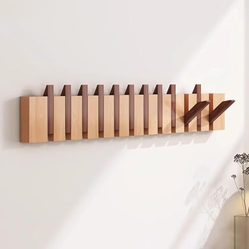 Perchero de pared de madera maciza con ganchos abatibles para abrigos 2