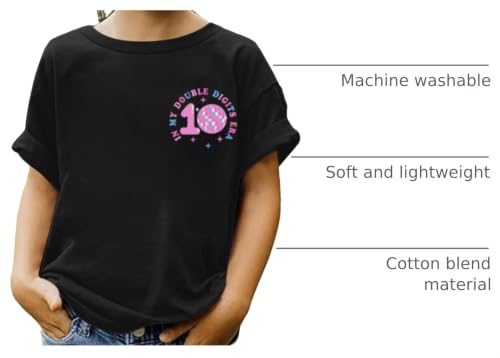 Image of Pairxily in My Double Digits Era Shirt for Girls 10th Cute 10 Year Old Girl Happy Birthday Shirts Gifts Short Sleeve Tops
