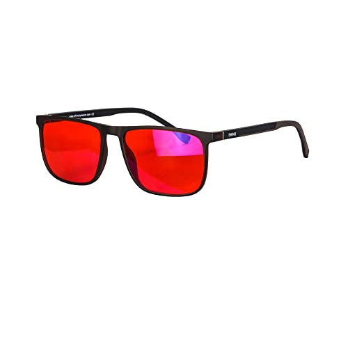 Image of SHINU Good Sleep Blue Light Blocking Glasses Men Red Lenses Anti Green Light Eliminate Eye Strain Glasses Bluelight 078RD