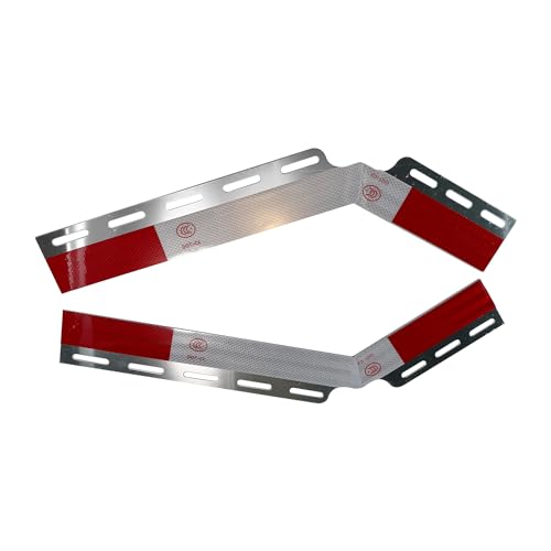 Image of Pair Angled Down Bar Type Truck 1 Coil Mud Flap Hangers Complete Kit, 0.640 inch Square Steel Arm with Reflector Plates and Mounting Hardware for Semi Trucks Trailers