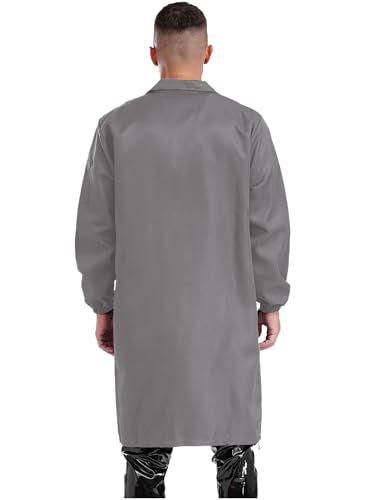 Image of iiniim Mens Long Sleeve Wear Resistant Work Coat Notched Lapel Dustproof Jacket Lab Coat Workwear