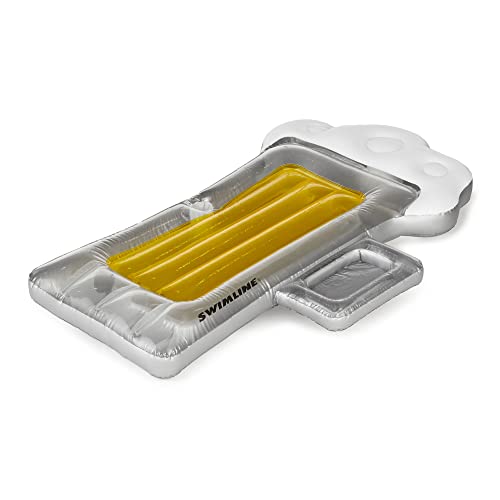 SWIMLINE Inflatable Swimming Pool Float Lounger Raft Mattress, Fun Mat, Beer Mug, Yellow