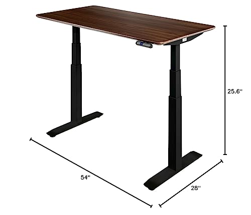 Image of Seville Classics AIRLIFT Pro S3 54 inch Solid-Top Commercial-Grade Electric Adjustable Standing Desk (51.4 inch Max Height) Table - Black /Walnut