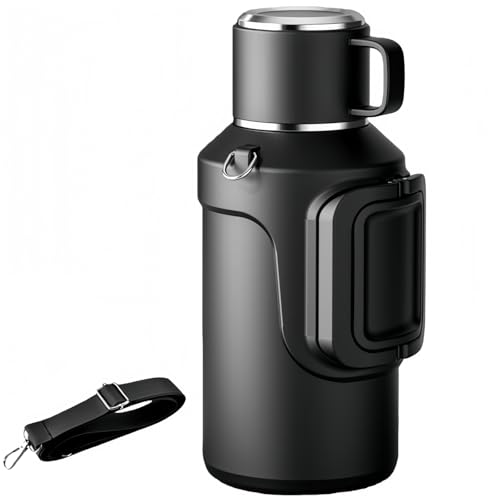 水筒 魔法瓶ケトル 茶こし付き 1.5L/2.0L 大容量 316ステンレススチール お手入れ簡単 漏れ防止 隠しハンドル 取り外し可能なショルダーストラップ付き 軽量で持ち運びに便利 多機能 卓上ケトル 男女兼用 自宅、オフィス、外出、旅行、ギフトに最適