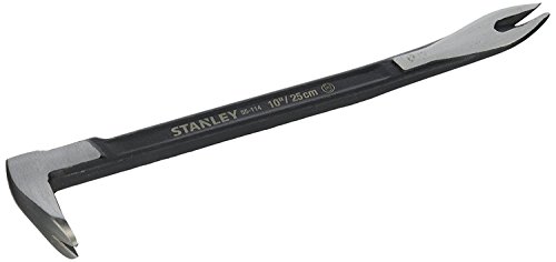 STANLEY Barra sacaclavo pequeña 25cm, Acero Forjado Templado, pata de cabra, para Extracción de Clavos y Palanca Ligera, Acabado Pulido y Biselado, 0-55-114