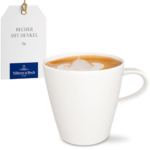 Villeroy & Boch - Manufacture Rock Blanc Becher mit Henkel 290 ml Weiß, Spülmaschinenfest, Mikrowellensicher, Kaffeetasse, Kaffeebecher, Große Tasse Schieferoptik, Geschirr, Premium Porzellan