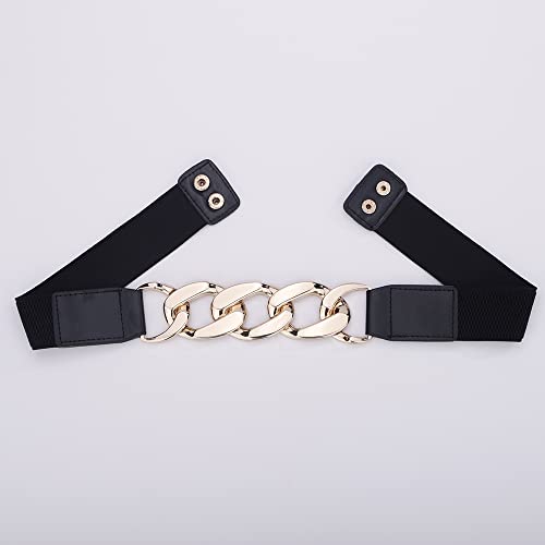 Wiwpar Women Stretchy Belt for Dresses Gold VintageWaistband Elastic Waist Belt for Halloween Dressing (Gold)4