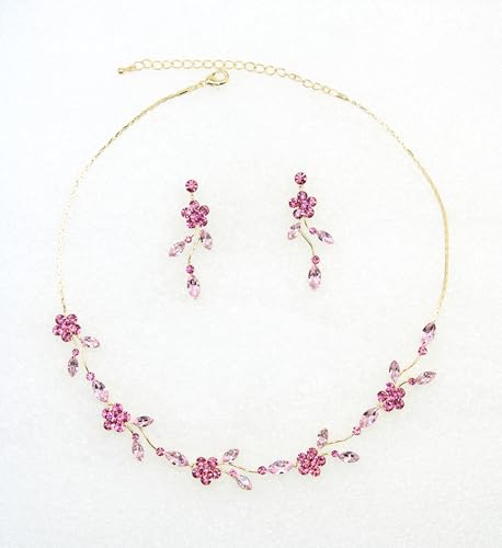 Image of Faship Gorgeous Rhinestone Crystal Floral Necklace Earrings Set