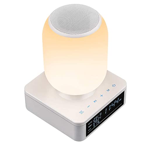 BSLHLS luz de Despertador Colorida del Amanecer con Reloj Despertador, Sensor táctil de retroiluminación LED, Pantalla Inteligente de Temperatura/Humedad Bluetooth, Negro / 6122(White)