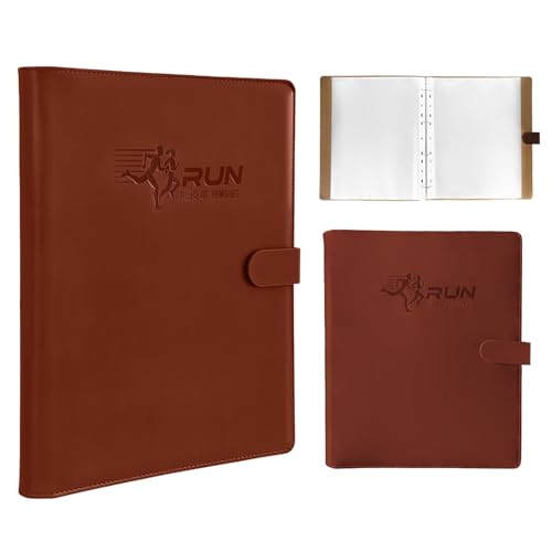 uuqouauo Race Bib Album Book with 40 Protective Sleeves Runners Bib Number Organizer Brown PU Leather
