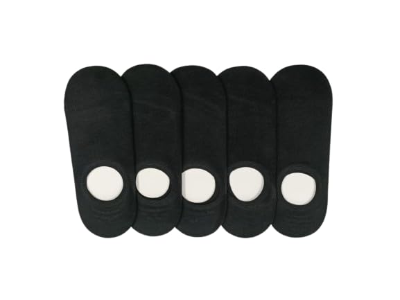 Unisex Low Cut Cotton Blend Socks, Pack of 5, Non-Slip Cushioned Base,black Colours, Free Size-picture-40