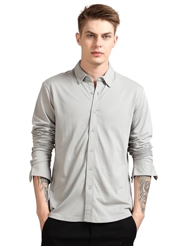 Image of StitchX Men's Cotton Pique Regular Fit Full Sleeve Solid Knitted Shirt XS-2XL