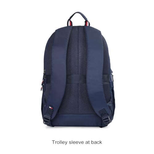 Image of Tommy Hilfiger Laptop Backpack Emett | Backpack for School, College and work | Water-Resistant | Fits 14-inch Laptop with Multi-Organiser | Trolley Holder | 21L Capacity