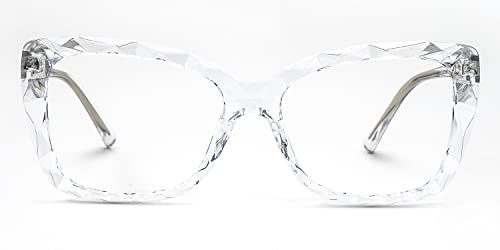 Image of VOOGLAM Rectangle Blue Light Blocking Glasses for Women Anti UV Eyestrain Eyewear Shane rectangle crystal eyeglasses