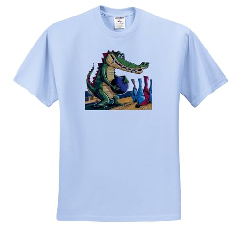3dRose, Funny Cute Cool Colorful Abstract Alligator Bowling Sports, T-Shirt