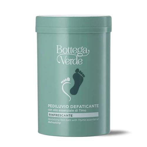 Bottega Verde - Pediluvio Defaticante, 250 g, con Olio Essenziale di Timo, Sali Rinfrescanti, Rilassanti e Rigeneranti per Piedi e Gambe