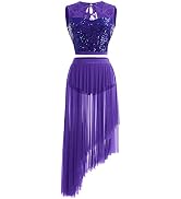 IBAKOM Women's Lyrical Dance Two Piece Sleeveless Leotard and Skirt