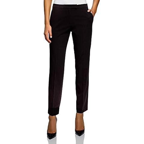 oodji Collection Women's Basic Slim-Fit Trousers, Black, 10 Cover