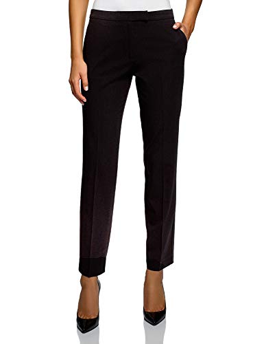 oodji Collection Donna Pantaloni Basic Stretti, Nero, IT 48 / EU 44 / XL