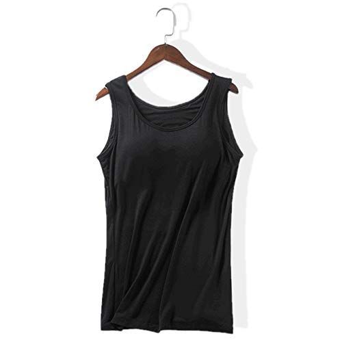 hanano ヨガウェア ブラトップ カップ付き タンクトップ トップス ストラップ 速乾 伸縮 フィットネス スポーツ ストレッチ レディース シンプル デザイン 5カラー (ブラック, L)