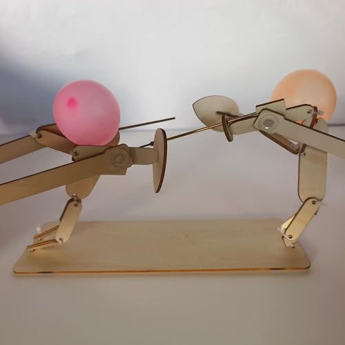 Wooden Fencing Puppets, Balloon Bamboo Man Battle, 2 Wooden Man Fighting Games, New Fencing Balloon Party Game, with 30 Balloons, 4 Random Weapons