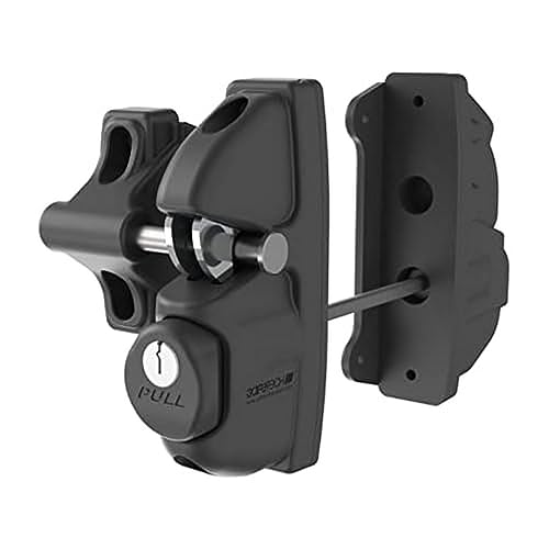 Safetech Hardware Two Sided Gate Latch w/ 2 Independent Latching Hooks for added security, Key Lockable on Both Sides, Heavy Duty Gravity Latch for Metal, Wood, and Vinyl Fences (SLV Viper X2 - Black)