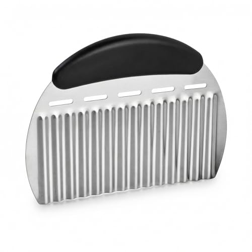 Culinavog Couteau Ondulé à Frites, Coupe Pomme de Terre en Vague en Acier Inoxydable avec Manche Ergonomique et Housse de Protection, Trancheuse pour...