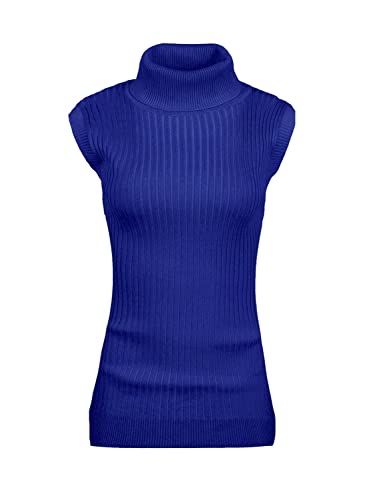 Image of v28 Women Sleeveless High Neck Turtleneck Stretchable Knit Sweater Top