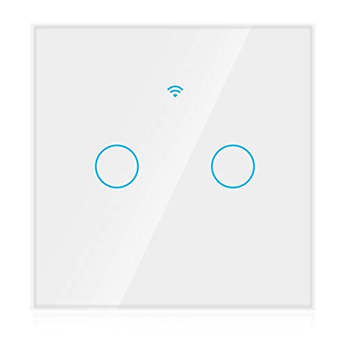 Smart Touchscreen-Schalter, WiFi Wireless Intelligent Switch, 90-250 V, WIFI-Fernbedienung, für Alexa Google 2-Wege, mit Kontrollleuchten