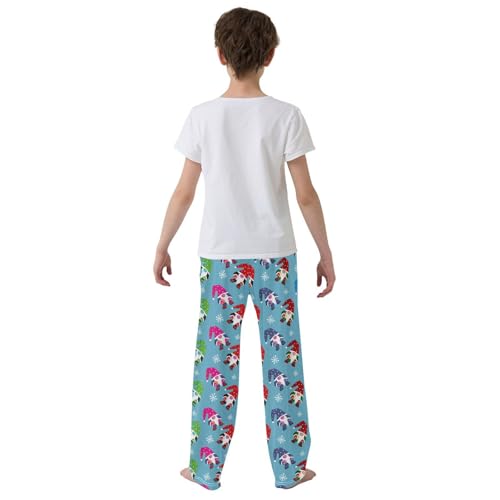Colorful Gnome Snow Boys Long Pants Soft Trousers Elastic Waist Kids Lounge Bottoms with Pockets S-XL3