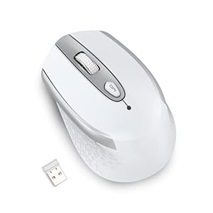 cimetech Wireless Mouse for Laptop, 2.4G Ergonomic Computer Mice, Silent Optical USB Mouse for PC/Mac/Desktop, 6 Buttons, 3 Levels DPI, 36 Months Battery Life (Gloss White)