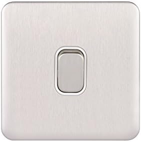 Schneider Electric Lisse Screwless Deco - Single 2 Way Light Switch, 10AX, GGBL1012WSS, Stainless Steel with White Insert