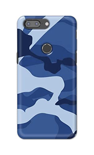 Image of Printed Hard Back Cover Case for OnePlus 5T Back Cover (Army Blue Pattern) -702