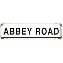 HNNT Abbey Road Plaque en métal Vintage 101,6 x 25,4 cm pour intérieur ou extérieur - Les Beatles, Paul McCartney, John Lennon, RIngo Starr, George Harrison