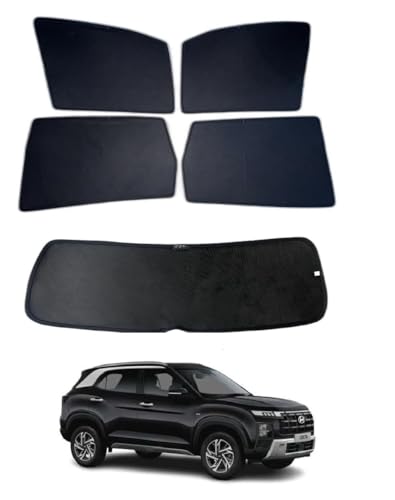 Image of Premium Car Sunshade Fix Type Non-Magnetic Curtain with Rear Dicky Curtain Set of 5pc for New Creta 2024
