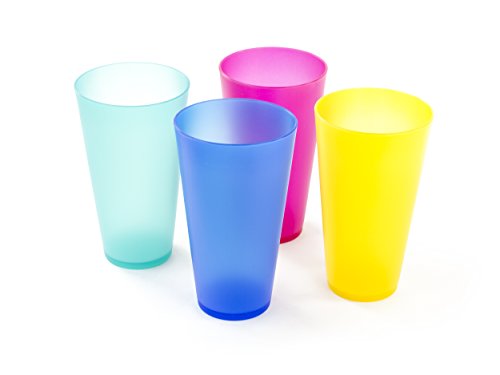 Imperial Home MW19091 Reusable Plastic Cups, Set of 4, Multicolored