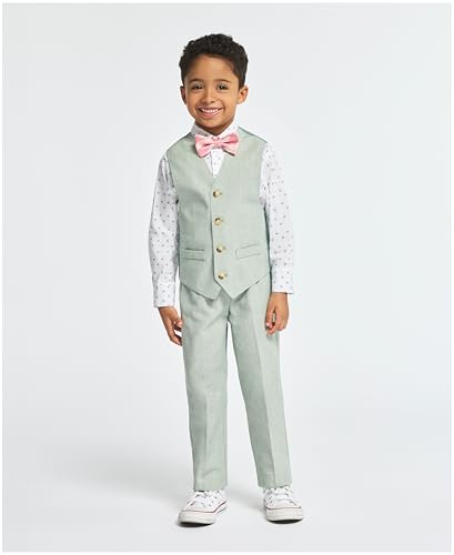 Image of Nautica Boys' 4-piece Formal Suit Set with Vest, Pants, Collared Dress Shirt, and Tie