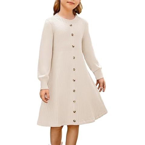 GRACE KARIN Girls Ribbed Sweater Dress Cover