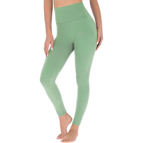 FUTURO FASHION High Waisted Leggings - Buttery Soft, Comfy Everyday Stretchy Non See Through Leggings for Women UK, S-XXL Green
