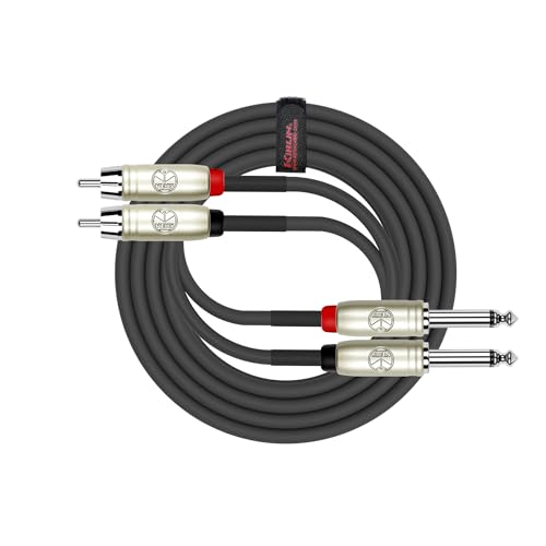 Cable de interconexión Kirlin AP-403PR-06/BK dual RCA a doble jack de un cuarto de pulgada y 6 pies