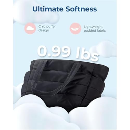 Puffer Travel Tote, Quilted Puffer Tote Bag for Women Large SizeLightweight Puffy Tote Bag with Compartments4