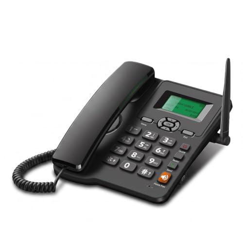 Sunydog Teléfono con Tarjeta Sim gsm,Teléfono Inalámbrico Soporte para Teléfono de Escritorio gsm 850/900/1800/1900 MHz Tarjeta Dual 2g con Antena Radio Reloj Despertador Función para El Hogar