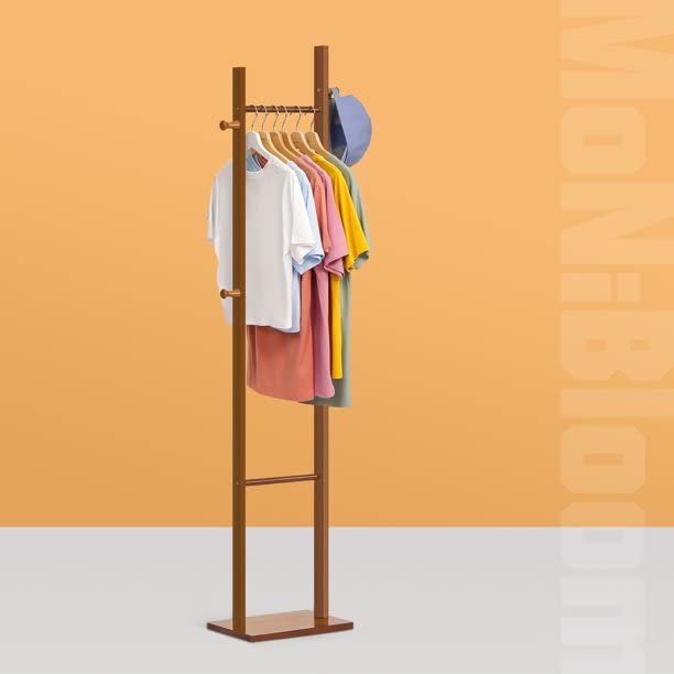 Image of Ash & Roh Coat Rack Freestanding, Modern Standing Coat Stand Hanging for Jacket, Hat, Cloth, Purse, Hand-Bag - Hall Tree Entry Way, Farmhouse (Walnut, 92-3)
