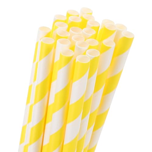 Pitillos de papel rayados amarillo y blanco 100 pcs miniatura 3