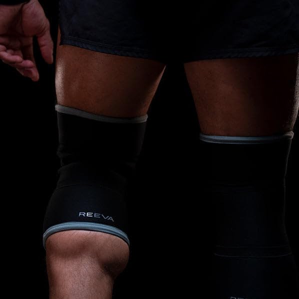 Reeva Powerlifting Knee Sleeves 7 mm – Genouillères Taille M Gris – Genouillères puissantes pour haltérophilie, haltérophilie et fitness