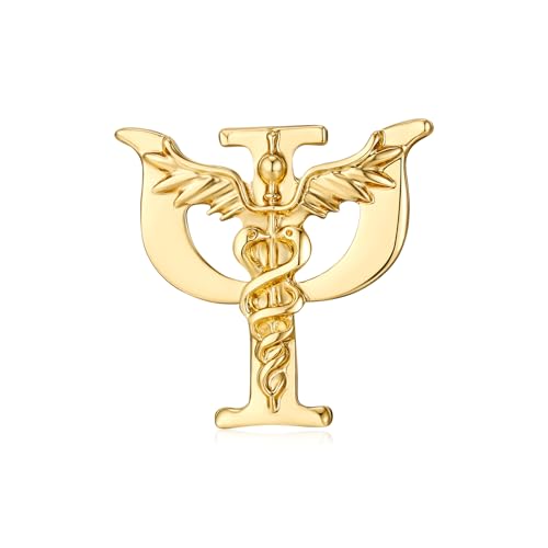 Broche de caduceu psicologia, haste médica de asclépio para psicólogo, médico, enfermeira, mochila, crachá de lapela, 2.2cm, Metal, Sem Pedra Preciosa