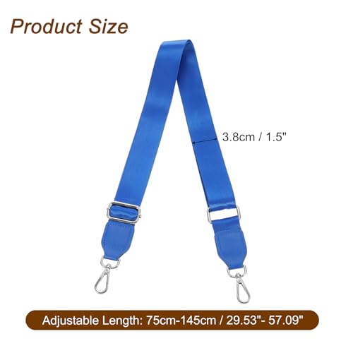 Image of uxcell Wide Shoulder Strap, 3.8cm Adjustable Purse Strap Replacement Crossbody Strap for Shoulder Bag Handbag, Blue, Silver Square Mouth Buckle