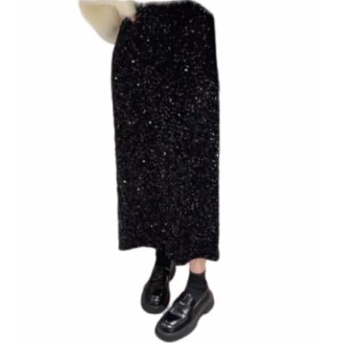 スカート スパンコールスカート 光沢 大人 レディース タイトスカート 黒 ナロースカート ロングスカート ラインスカート ハイウエスト カジュアル パーティー お出かけ オフィス 春秋冬