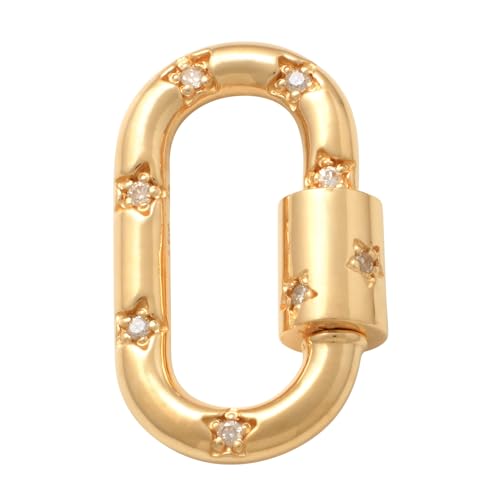 ANYGOLDS 14k Solid Gold Oval Paperclip Charm Pendant Connector – Diamond Enhancer Connector - Durable Charm Holder & Extender - Perfect for Minimalist Design - (14K Yellow Gold) Sold as a Single